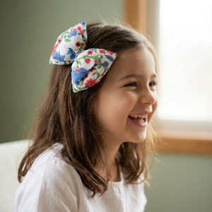 Cute <b>Sweet</b> Floral Printed Cotton Hair Clip Girls Handmade Oversized Bow Daily Wear Party Kids Styling Accessory Paisley Brand - Product Image 1