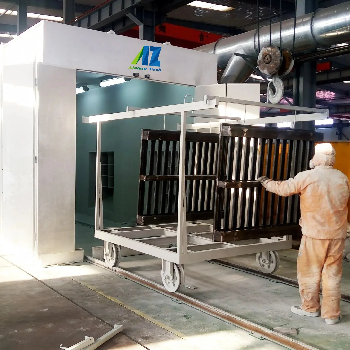 automatic auto powder coating room with manual