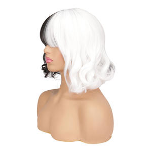 <span class=keywords><strong>CRUELLA</strong></span> De Vil Cosplay peluca corta rizada medio negro medio blanco Sra. Spot Hair Deville Dalmations pelucas de Cosplay resistentes al calor - Product Image 5