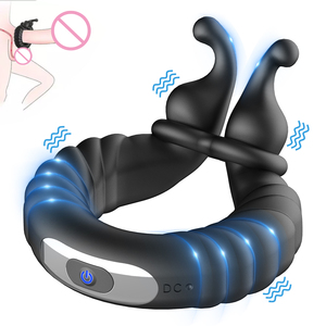 All'ingrosso Silicone medico impermeabile anello vibrante del cazzo giocattoli del sesso per coppie adulte nero - Product Image 2
