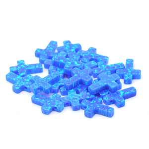 Pendentif en pierre précieuse opale de laboratoire synthétique pendentif à breloque croix pour la fabrication de bijoux de collier - Product Image 5