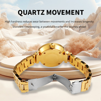 Jam Tangan Wanita Mewah Baru 32mm Emas Stainless Steel Quartz Analog Dial Marmer Tahan Air Mesin Hangzhou