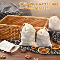 Sac en mousseline à cordon 13x16cm en coton naturel non blanchi pour infuser les herbes, le café, le thé, les soupes, les sauces et les bouillons