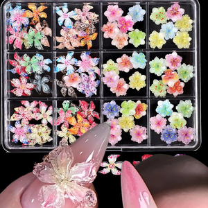 12 grilles de breloques <span class=keywords><strong>pour</strong></span> <span class=keywords><strong>ongles</strong></span> en <span class=keywords><strong>résine</strong></span>, motifs fleurs de cristal de glace 3D sculptées et fleurs de lys 3D, couleurs assorties, <span class=keywords><strong>pour</strong></span> <span class=keywords><strong>la</strong></span> décoration de manucure de luxe - Product Image 1