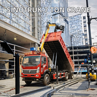Grue télescopique Sinotruk 7 tonnes pour le chargement de marchandises, la construction, le sauvetage routier, boîte de vitesses, moteur, pompe, moteur à engrenages