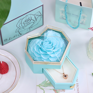 Boîte à bijoux en acrylique personnalisée, rose éternelle écologique, style <span class=keywords><strong>romantique</strong></span>, décoration d'intérieur, cadeaux pour la Saint-Valentin, la fête des mères - Product Image 4