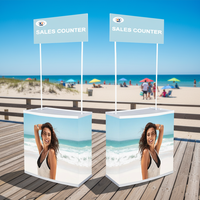 Stand de comptoir promotionnel pliable en PVC imprimé sur mesure, table de réception sur pied pour événements et expositions