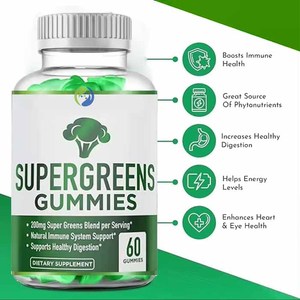 Ausreson OEM Superfood SuperGreens Suplemento de soporte inmunológico Frutas vegetales Gummy Moringa Super Greens Gummies - Product Image 2