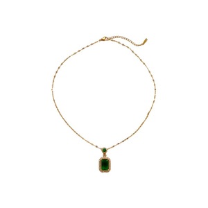 Crystal Necklace Emerald Stone Bezel Setting Geometric Design Everyday Wear - Product Image 5