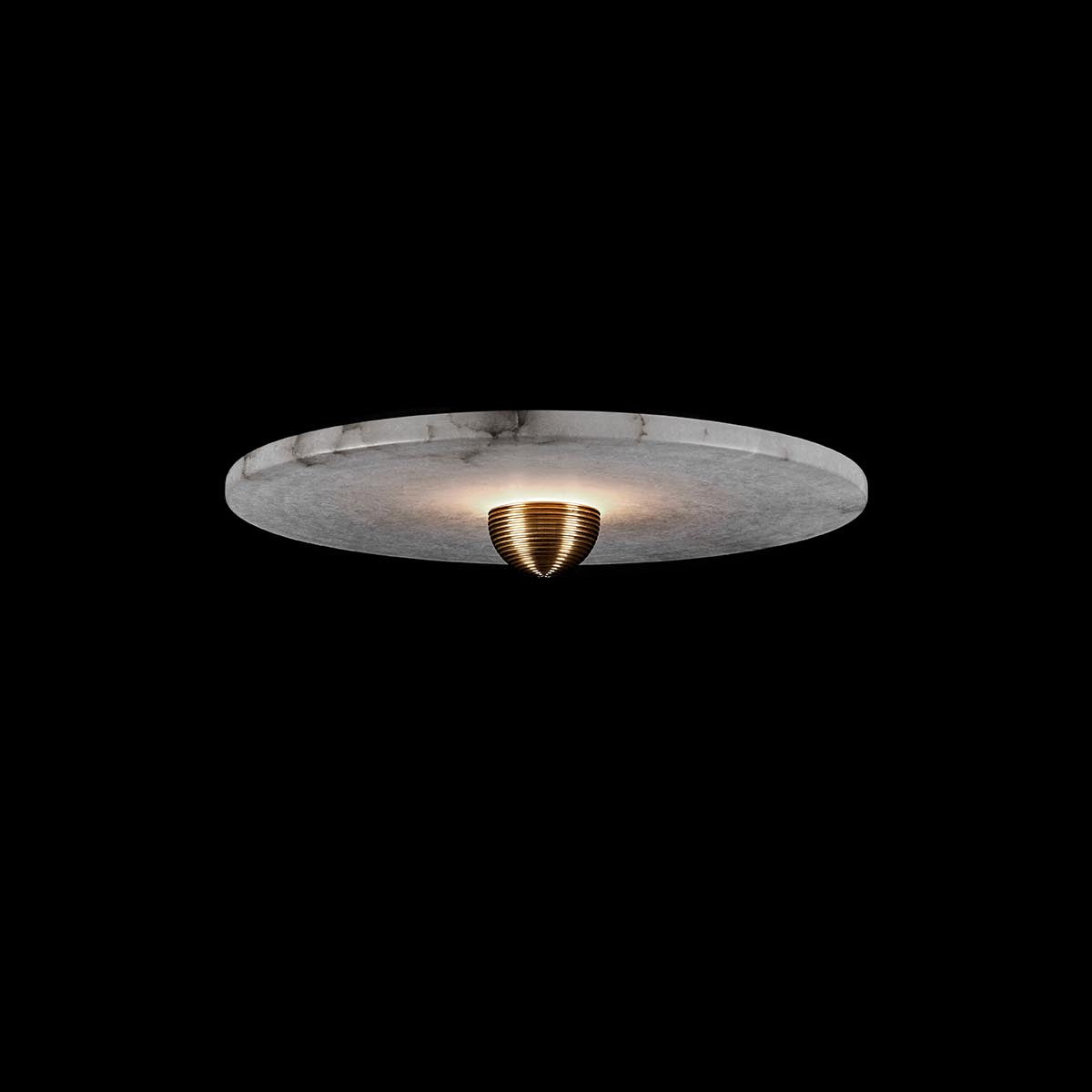 Modern 1-Light Alabaster Disk Flush Mount Ceiling Light Antique Bronze Metal Fixture for Living Room Bedroom