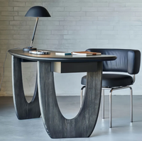 Bureau à domicile en bois massif français, bureau d'étude, bureau de travail, établi de designer, bureau d'ordinateur noir haut de gamme