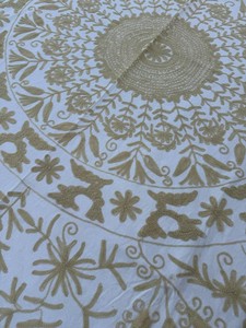 Decorative Canvas Cotton Suzani <b>Quilt</b> Ethnic Uzbek Inspired Embroidery Design Boho <b>Bedspread</b> - Product Image 2