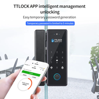 Cerradura Inteligente para Puerta de Vidrio TTlock APP 3D con Reconocimiento Facial, Huella Dactilar, Contraseña, Tarjeta, Llave, Aleación de Aluminio, Almacenamiento en la Nube para Oficina