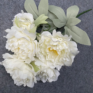 Fleur artificielle en soie faite à la main, fausse pivoine à 5 têtes, bouquet pour mariage, vase, arche, décoration intérieure, Saint-Valentin, haute qualité, vente en gros - Product Image 5
