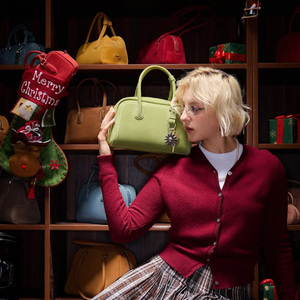 Women's High Quality Double Shoulder Strap <strong>Luxury</strong> Christmas Gift Style Double Zipper Ladies Portable Bowling Fashion Tote Bag - Product Image 3