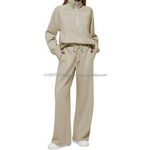 2026 New Style Women's Soccer Jersey Printed Breathable Quick Dry 100% Polyester Half-Zip Sweatshirt with Wide <b>Leg</b> Sports Pants - Product Image 3