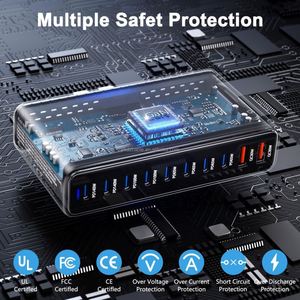 800W Multi Port 10-port USB GaN Fast Charging Desktop Charger Adapter 140W Laptop and Tablet Fast Charger - Product Image 3