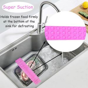 Cinta de silicona para descongelar con ventosa, correa rápida para descongelar carne en la cocina, soporte antideslizante para alimentos en el congelador - Product Image 1