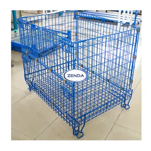 High Quality Collapsible Warehouse Folding Pallet Metal Supermarket Storage Cage Without Wheels