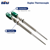 Instrumen Suhu Termokopel Tipe S Sensor Suhu 0-1300C Peralatan Pengujian Pengaturan Tungku Tabung Baja Berulir Flens