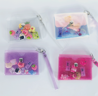 En stock : Pochette organisatrice transparente en PVC double couche pour rouges à lèvres, vernis à ongles, cartes et monnaie