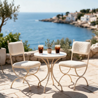 Fauteuil moderne en fer forgé noir confortable avec coussin pour l'extérieur/l'intérieur, idéal pour la terrasse, le jardin, le balcon et la salle de séjour