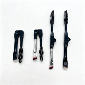 Pinceau à sourcils YRX, design double tête, pinceaux séparés pour sourcils et cils, mini pinceau plat angulaire pour sourcils et eye-liner, noir - Product Image 4