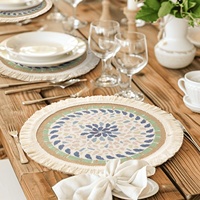Napperon imprimé de plantes florales naturelles de Style Boho avec frange cuisine fête mariage décoratif tapis de Table résistant à la chaleur