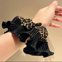 Élastique à cheveux réglable en coton/polyester à imprimé léopard, mignon et féminin, accessoire pour queue de cheval
