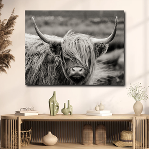 Pintura de ganado de las Tierras Altas escocesas, póster de animales en blanco y negro, imagen impresa, lienzo nórdico, marco de pared, decoración artística - Product Image 6