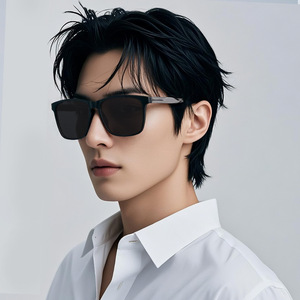 Lunettes de soleil polarisées pour hommes, monture carrée noire, protection UV400, verres TAC, monture en plastique et métal, 5608 - Product Image 2