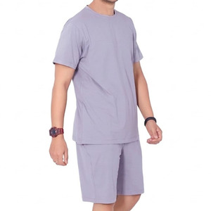 Wholesale Summer Wear New Arrival Men Short Sleeve T Shirt And Shorts Sets Breathable Clothing Solid Color Mens T Shirts Sets - Product Image 2