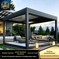Pergola en aluminium à lamelles électriques en alliage d'aluminium, pavillon extérieur à ombrage automatique, intelligent et résistant au vent pour cour et jardin