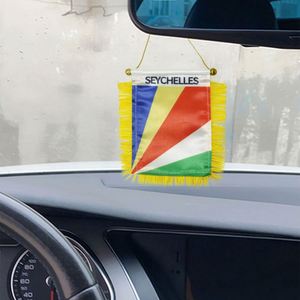 Bandera Miniatura Personalizada para Automóvil de las Seychelles, en Satén, Poliéster y Plástico con Borlas Amarillas, Impresión Digital - Product Image 3