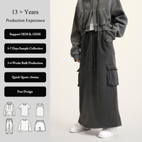 Jupe cargo maxi pour femmes, doublée polaire épaisse, taille à cordon de serrage, poches fendues, poches à rabat, style streetwear Y2K, commande en gros