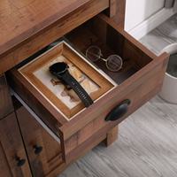 Table d'appoint rustique traditionnelle à 2 portes et 2 tiroirs, grande capacité, écologique, marron et noir, pour cuisine et maison
