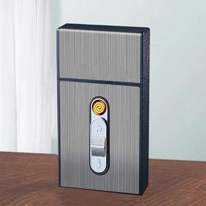 Lot de 20 étuis à <span class=keywords><strong>cigarettes</strong></span> en métal pour hommes, briquet rechargeable, coupe-vent, étui portable épais et mince pour le stockage des <span class=keywords><strong>cigarettes</strong></span> - Product Image 6