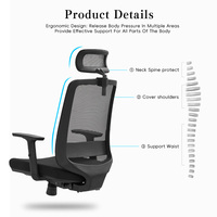 Chaise de bureau ergonomique moderne de luxe en maille avec hauteur réglable et garantie de 2 ans - Siège confortable pour la maison/le bureau