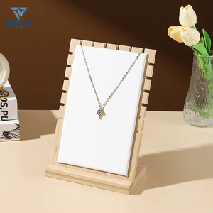 Expositor de collares de madera con forro de gamuza y PU para escaparates de venta al por menor y fotografía de joyería - Product Image 2