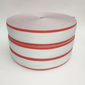 Correa de polipropileno roja y blanca de 5cm, correa de polipropileno para equipaje, bolsa de equipaje, correa de equipaje, cinta de puntada de sarga para prendas Jacquard