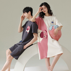Pijamas de Pareja de Verano de Algodón de Manga Corta con Estampado de Fresa y Oso Carmly, 25 Estilos Nuevos, Camisón, Ropa de Dormir para Mujer, Traje para Hombre - Product Image 3