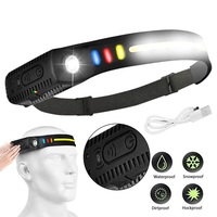 Lampe frontale LED rechargeable par USB avec faisceau COB étanche, corps en AlBS et batterie au lithium pour le camping, la pêche et la randonnée en extérieur