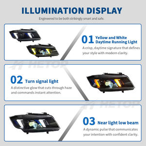Faros Delanteros HETOP E90 2005-2012, Piezas de Auto de Doble Color, Estilo Ojo de Serpiente Láser, Faro Delantero para <span class=keywords><strong>BMW</strong></span> Serie 3 <span class=keywords><strong>320i</strong></span> 330i, Blanco y Amarillo - Product Image 4