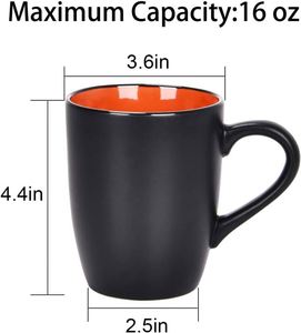 Custom logo 12oz 16oz Matte Black Porcelain Coffee Mugs with Handle Wholesale Restaurant Modern Ceramic Coffee Mug <b>Set</b> - Product Image 3