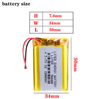 Batterie rechargeable au lithium polymère Li-ion 3,7 V 1200 mAh 763450 pour liseuses électroniques, banque d'alimentation mobile, lecteur DVD