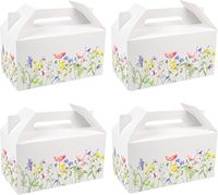 Boîtes cadeaux en papier à imprimé floral avec poignée pour emballer des bonbons, des biscuits et des cadeaux de fête