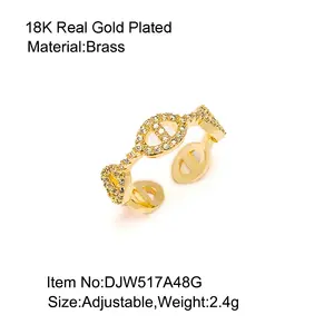 Anéis abertos ajustáveis de porco, mais novo anel de zircônio, com articulações, para mulheres, 18k, ouro banhado a empilhamento, dedo do polegar, declaração