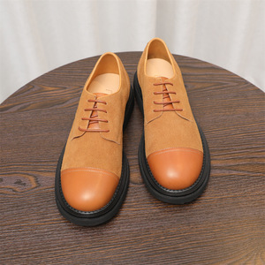 Chaussures Oxford rétro pour hommes en cuir véritable à lacets - Chaussures décontractées respirantes pour mariage avec doublure rembourrée douce - Product Image 1