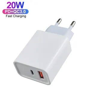 Haute qualité corée KC Certification Type C PD 20W charge rapide pour téléphone QC 18W chargeur de voyage à double Port