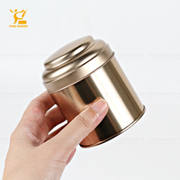 Boîtes à thé rondes de luxe en or avec logo personnalisé, double couvercle hermétique, en fer blanc, vides, pour emballage de café en vrac